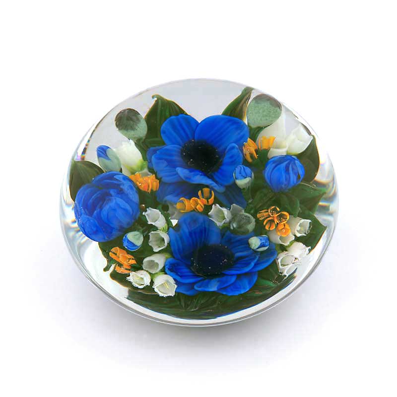 Farfalla Paperweight Ayotte Rick Blaue Anemonen RA 1028