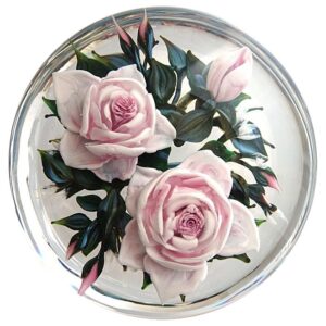 Farfalla Paperweight Ayotte Rick Pink Peace Rose Bouquet RA 916 6