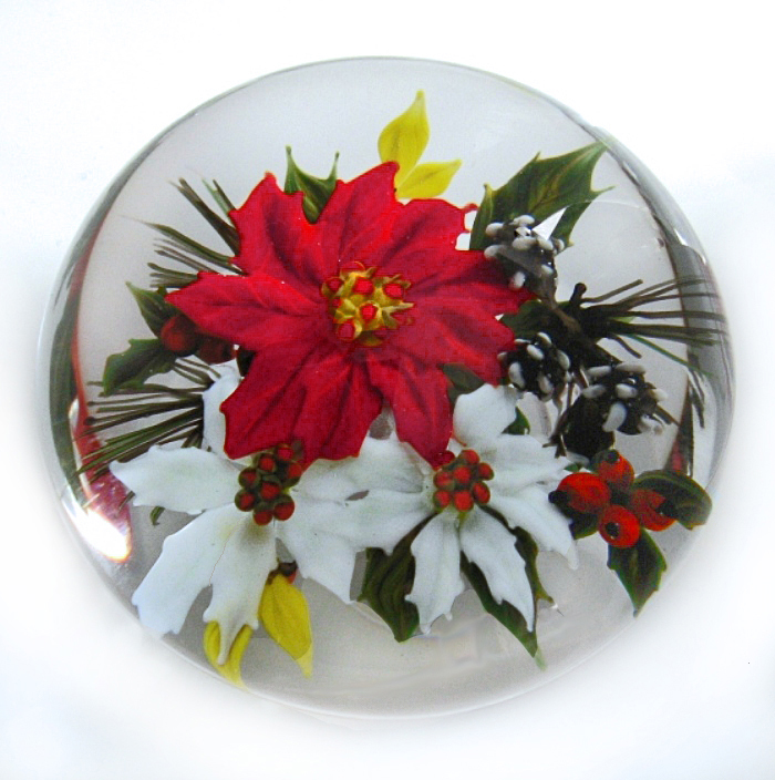 Farfalla Paperweight Ayotte Rick Poinsettia Bouquet RA 1053