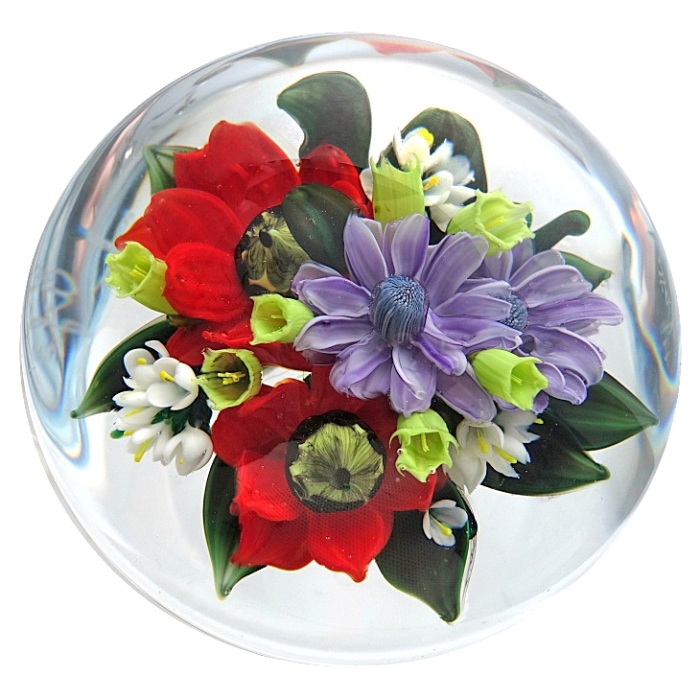 Farfalla Paperweight Ayotte Rick Poppy Bouquet RA 1051