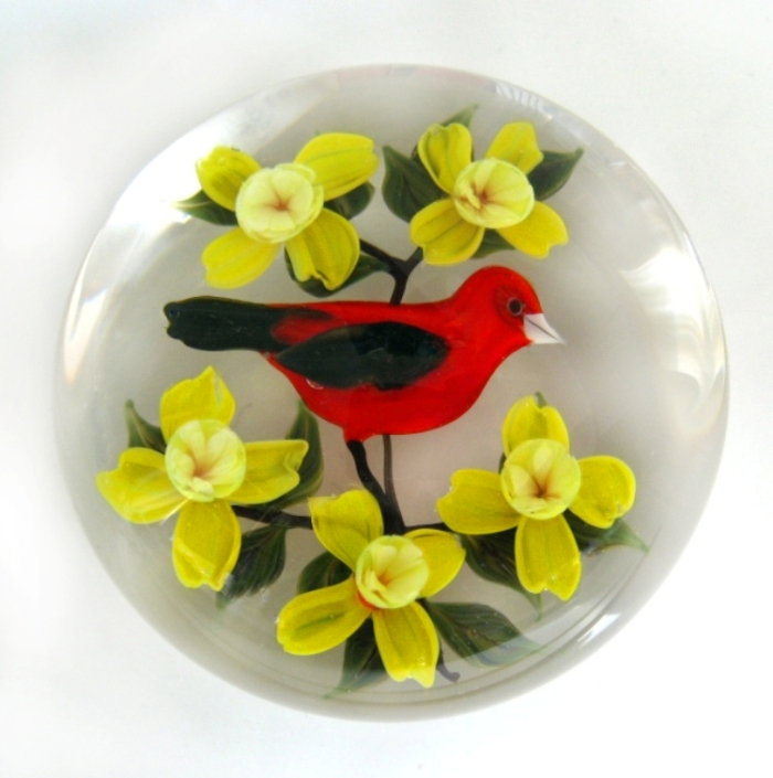 Farfalla Paperweight Ayotte Rick Scarlet Tanager RA 610 3