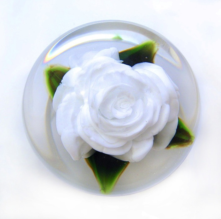 Farfalla Paperweight Ayotte Rick Weisse Rose White Lady RA 988M