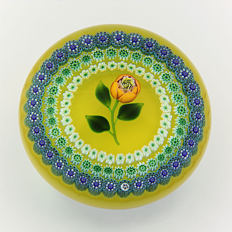 Farfalla Paperweight Baccarat Coeur de Rose gelb BC 856