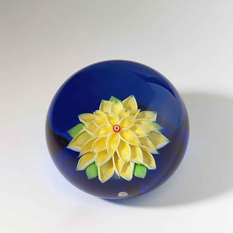 Farfalla Paperweight Baccarat Gelbe Dahlie BC 677