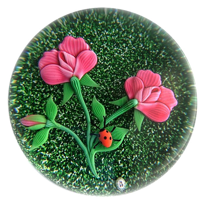 Farfalla Paperweight Baccarat Nelken mit Marienkaefer BC 725