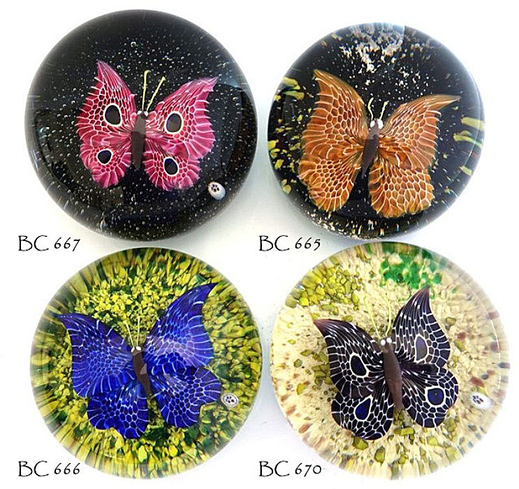 Farfalla Paperweight Baccarat Schmetterlinge Flight in the BC 665 670