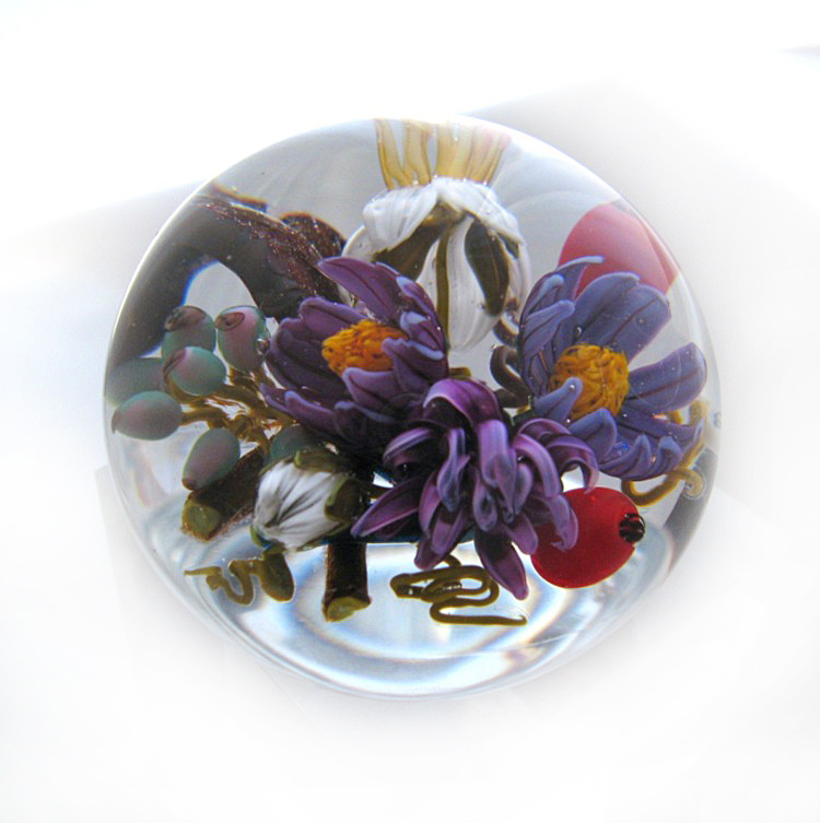 Farfalla Paperweight Bracht Stefan Autumn with dark Aster SB 003