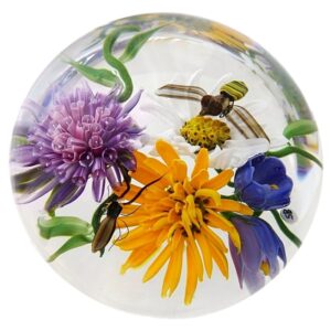 Farfalla Paperweight Bracht Stefan Kaeferglueck mit gelber Sonne SB 084