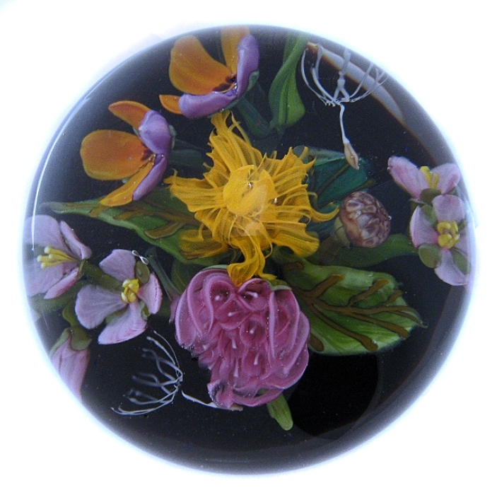 Farfalla Paperweight Bracht Stefan Orange Rosa Gelb SB 023