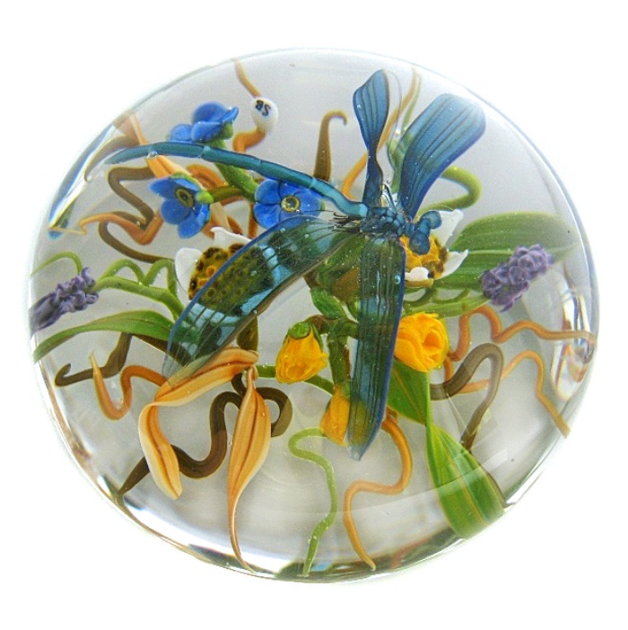 Farfalla Paperweight Bracht Stefan Prachtlibelle im Wiesengrund SB 039