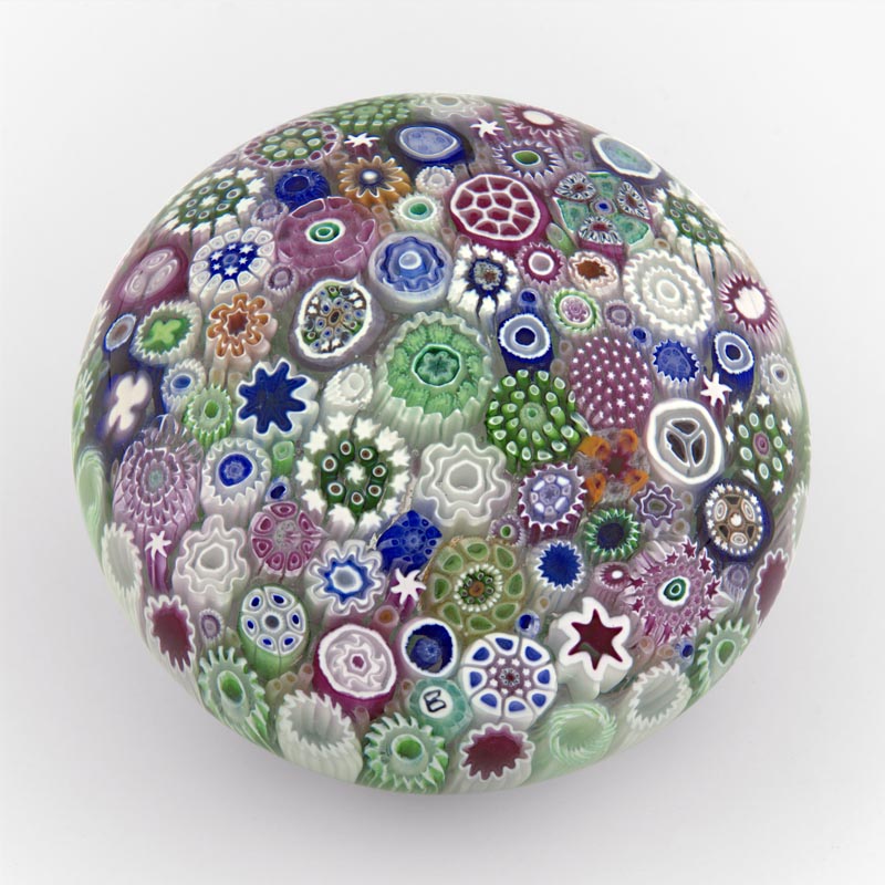 Farfalla Paperweight Brown Jim Close Millefiori Basket JB 008