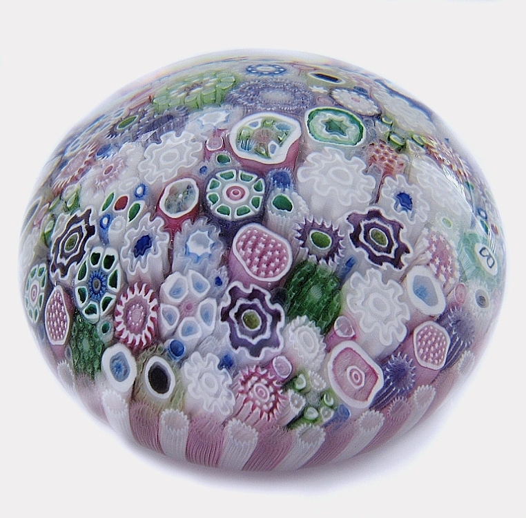 Farfalla Paperweight Brown Jim Close Millefiori Basket JB 025