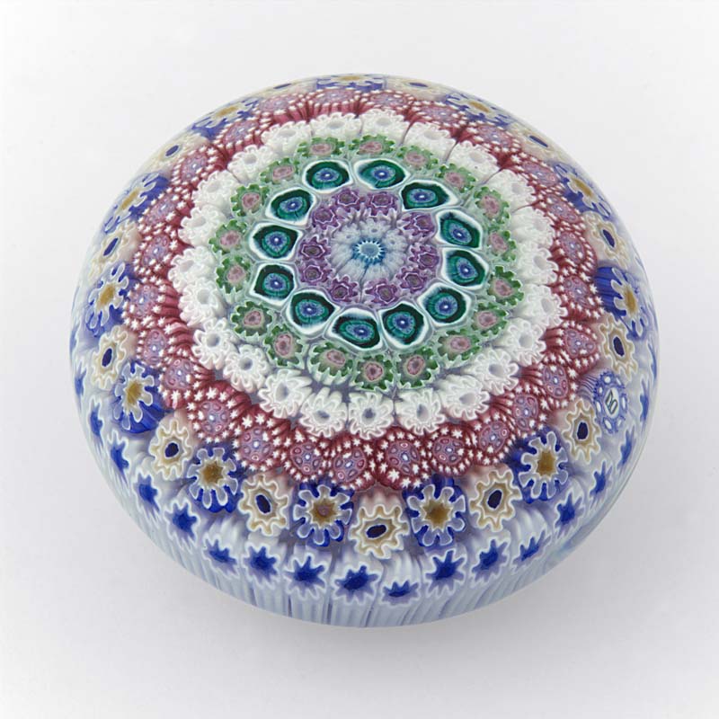 Farfalla Paperweight Brown Jim Concentric Millefiori JB 024