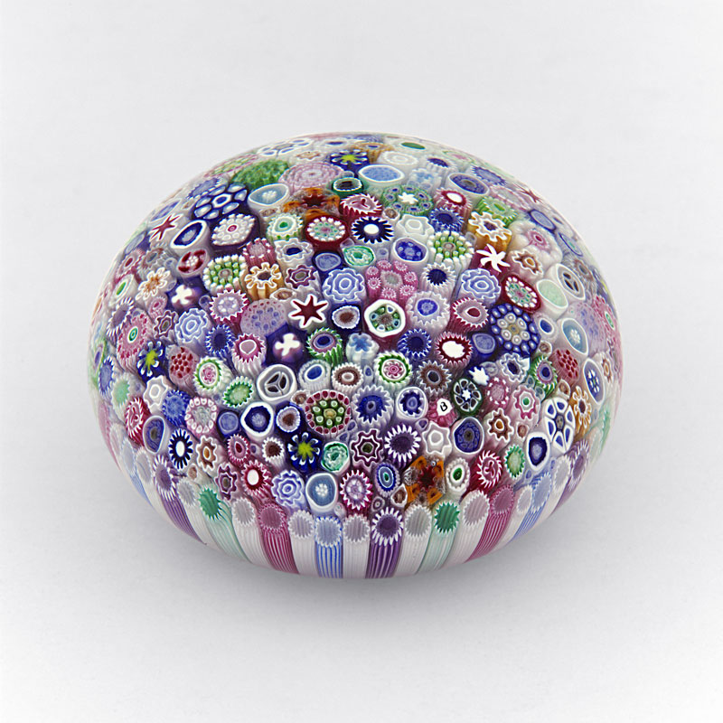 Farfalla Paperweight Brown Jim Feines Close Millefiori JB 013