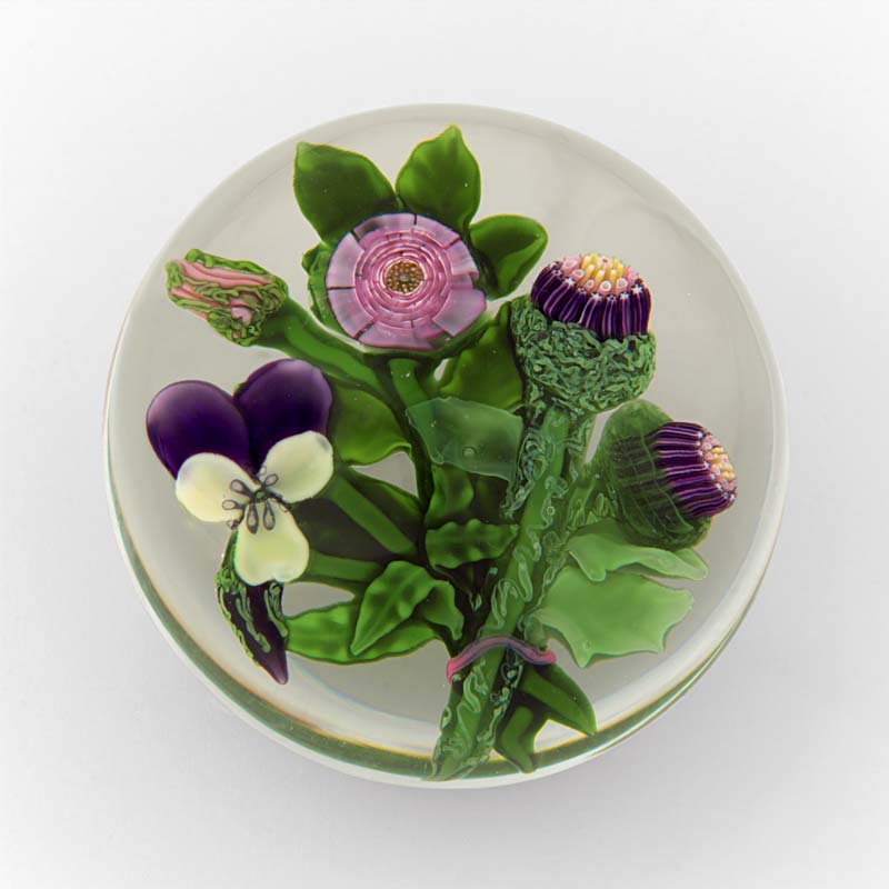 Farfalla Paperweight Bukett mit Clichy Rose 0363 CL