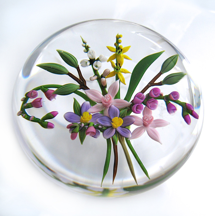 Farfalla Paperweight Buzzini Chris Pastel Bouquet CB 138
