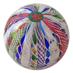 Farfalla Paperweight Cape Cod Glass Works Rainbow Latticinio Crown CC 013