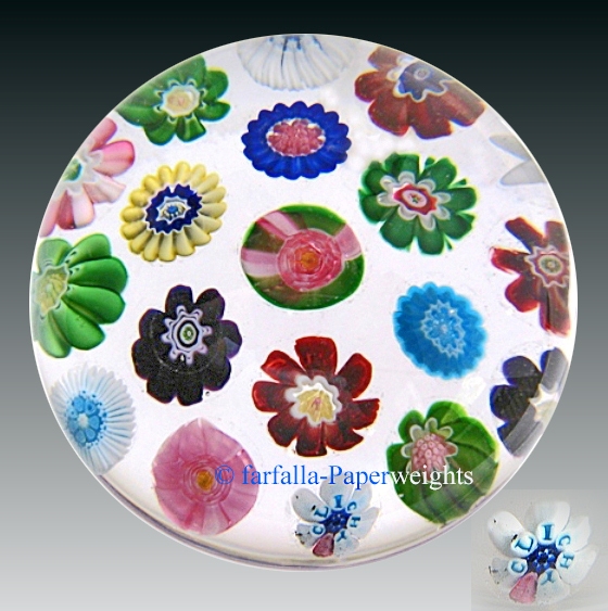Farfalla Paperweight Concentric Millefiori vollsigniert 0931 CL