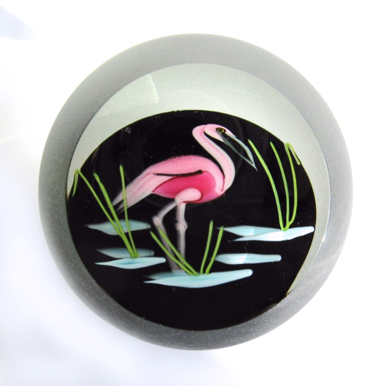 Farfalla Paperweight Correia Art Glass Rosa Flamingo CO CB 089