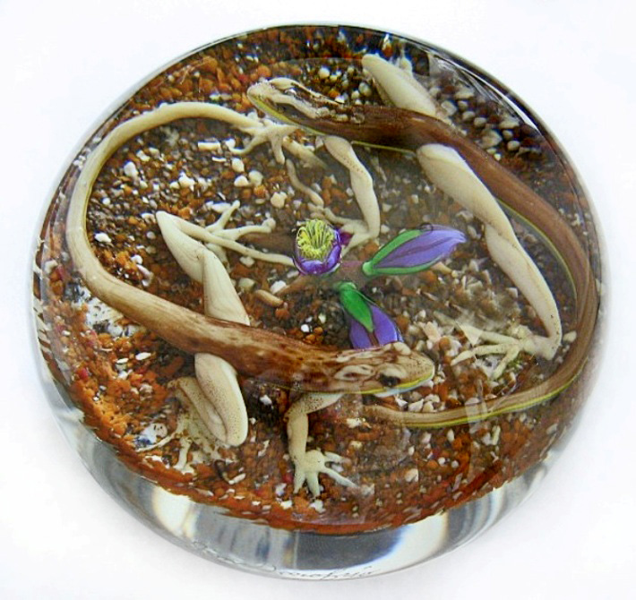 Farfalla Paperweight D Onofrio Jim Begegnung zwei Eidechsen DO 106