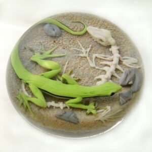 Farfalla Paperweight D Onofrio Jim Eidechse und Skelett DO 158