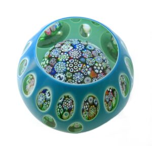 Farfalla Paperweight Deacons John Close Millefiori dreifaches Overlay JD 1407