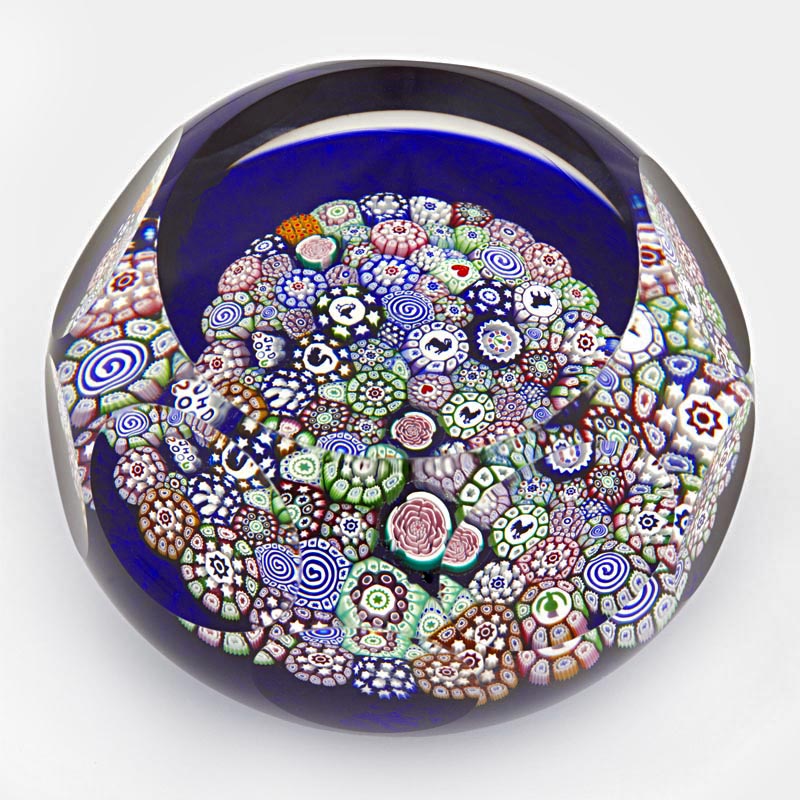 Farfalla Paperweight Deacons John Close Millefiori mit Fensterschliff JD 601