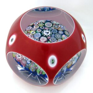 Farfalla Paperweight Deacons John Doppeloverlay mit Millefiori Pilz JD 805