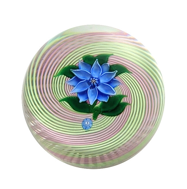 Farfalla Paperweight Deacons John Jay Glass Swirl mit Clematis Miniatur JD 79 4