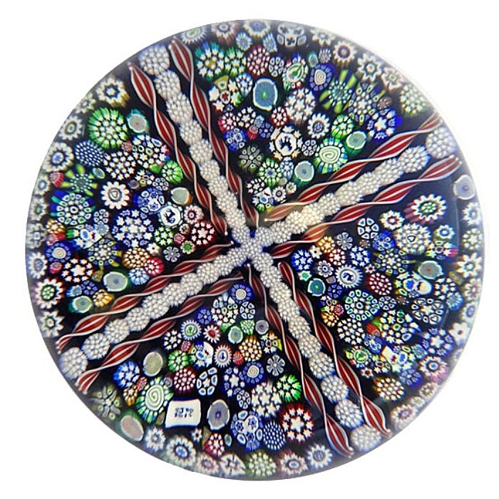 Farfalla Paperweight Deacons John Millefiori Cross JD 1428