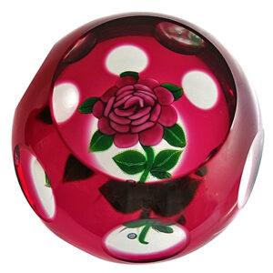 Farfalla Paperweight Deacons John Rote Rose Overlay JD 1404