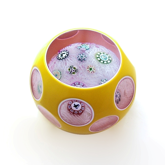 Farfalla Paperweight Deacons John Spaced Millefiori dreifaches Overlay JD 1307
