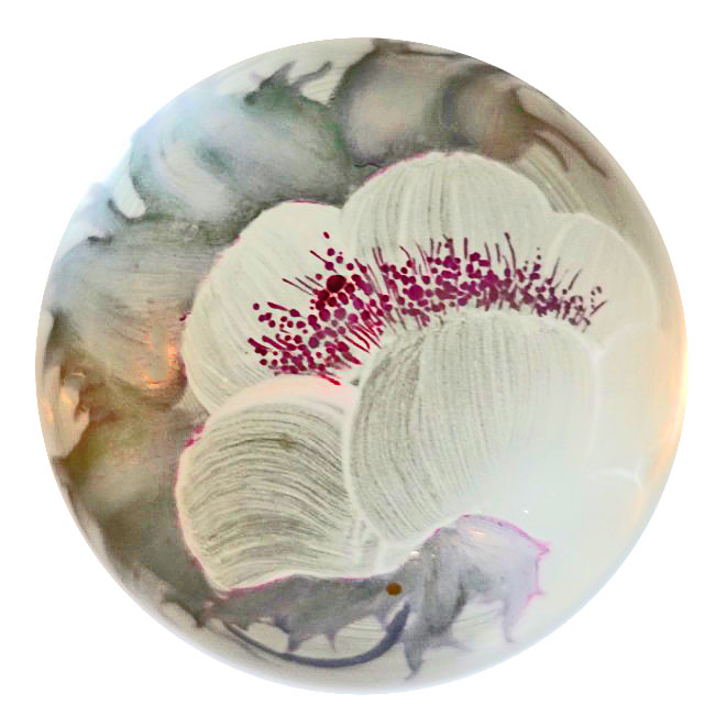 Farfalla Paperweight Eisch Glashuette Blume EE 241