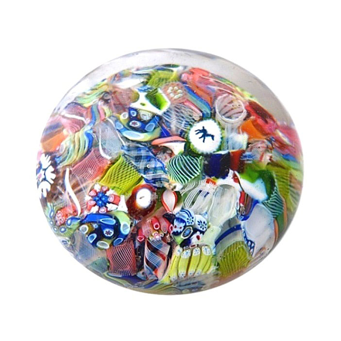 Farfalla Paperweight End of Day mit Silhouetten Cane 1016 SL