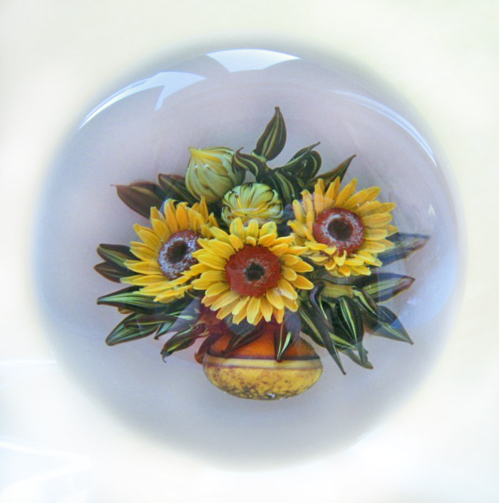 Farfalla Paperweight Graeber David Vase mit Sonnenblumen SST DG 004