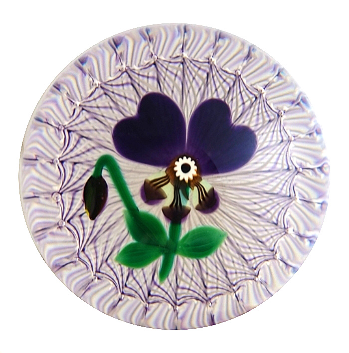 Farfalla Paperweight Holmes Peter Selkirk Glass Stiefmuetterchen Lace Koerbchen SK 084 2
