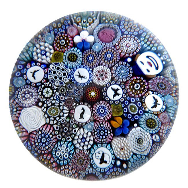 Farfalla Paperweight Hunter Mike Twists Glass Buntes Millefiori Silhouetten Canes IV TW 2004
