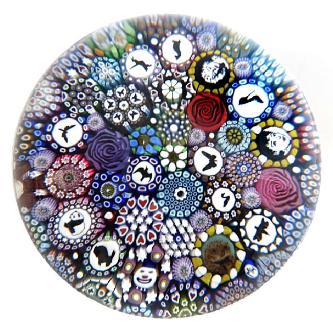 Farfalla Paperweight Hunter Mike Twists Glass Buntes Millefiori Silhouetten Canes V TW 2001
