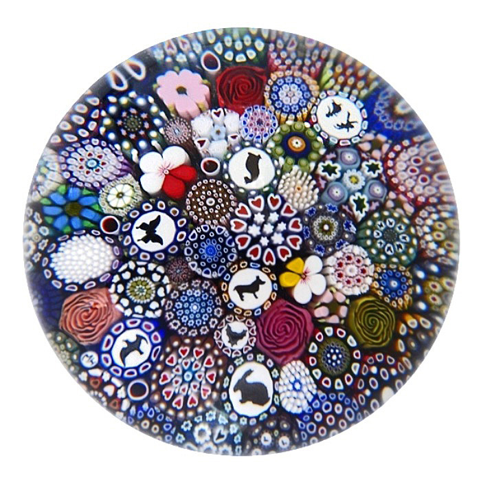 Farfalla Paperweight Hunter Mike Twists Glass Buntes Millefiori Silhouetten Canes TW 1904