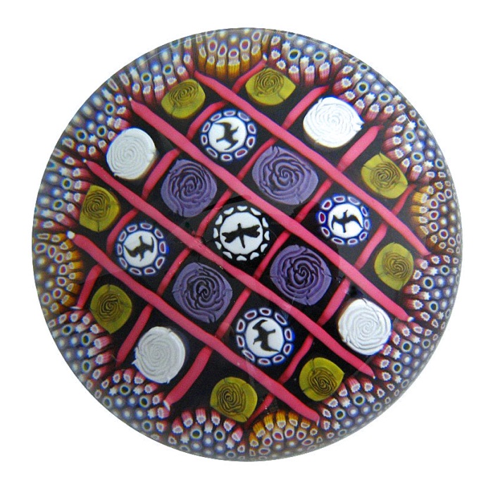 Farfalla Paperweight Hunter Mike Twists Glass Chequer Millefiori TW 148