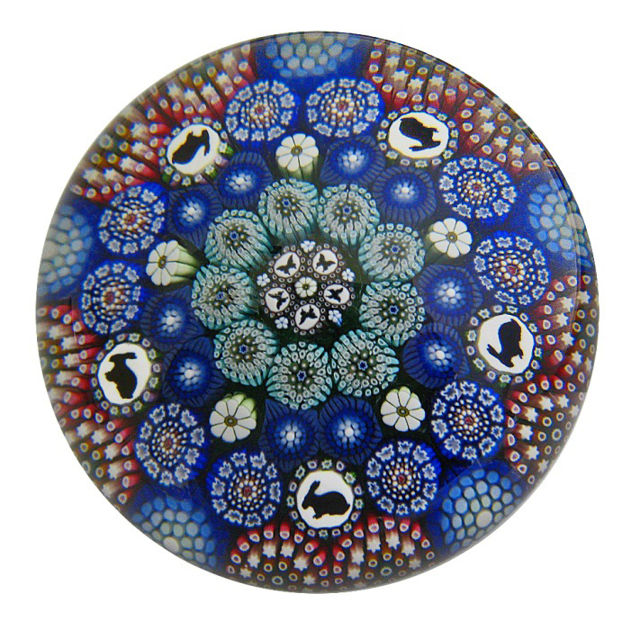 Farfalla Paperweight Hunter Mike Twists Glass Concentric Millefiori Haeschen TW 149