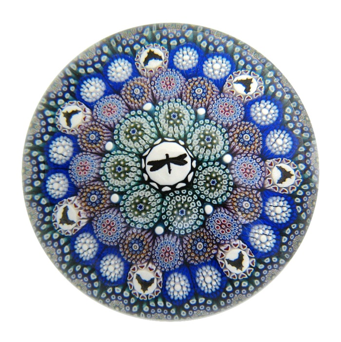 Farfalla Paperweight Hunter Mike Twists Glass Concentric Millefiori Libelle TW 141