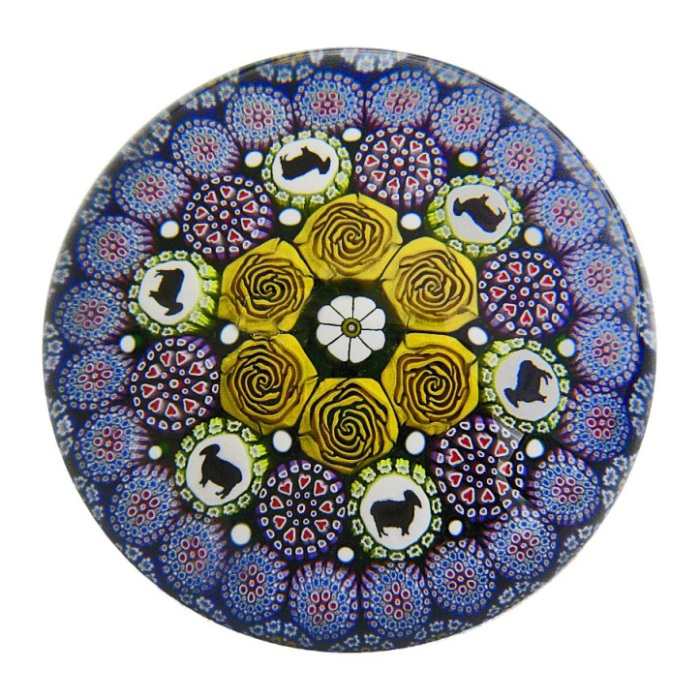Farfalla Paperweight Hunter Mike Twists Glass Concentric Millefiori Schaf TW 142