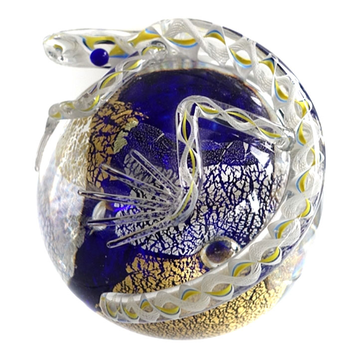 Farfalla Paperweight Hunter Mike Twists Glass Lizard TW 2305