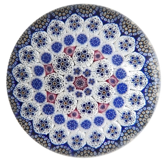 Farfalla Paperweight Hunter Mike Twists Glass Millefiori Rosette TW 1907