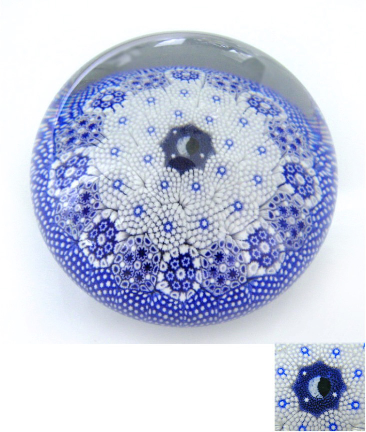Farfalla Paperweight Hunter Mike Twists Glass Millefiori mit Mondsichel TW 002