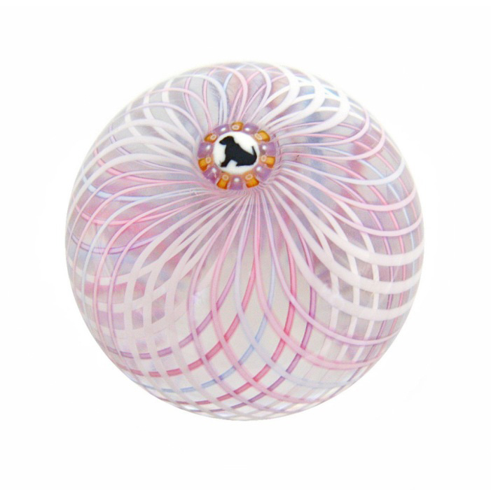 Farfalla Paperweight Hunter Mike Twists Glass Miniatur Latticinio Swirl Hund TW 144