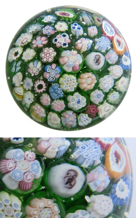 Farfalla Paperweight Konzentrisches Millefiori signiert 0996 RI