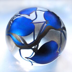 Farfalla Paperweight Lotton David Blue Leaves Vines 186 Dv