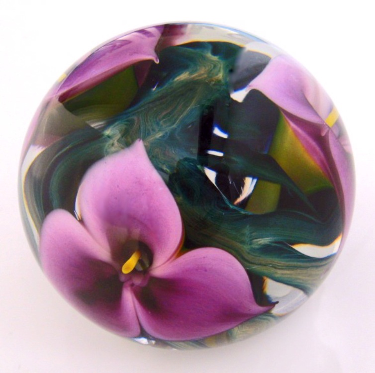 Farfalla Paperweight Lotton Studio Dreimasterblume lila 194 LoSt